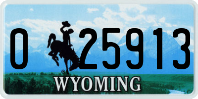 WY license plate 025913