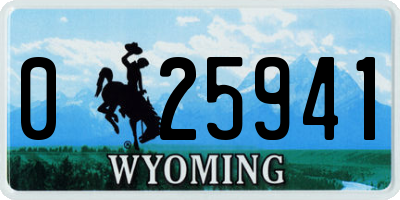 WY license plate 025941