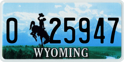 WY license plate 025947