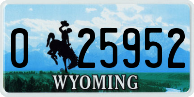 WY license plate 025952