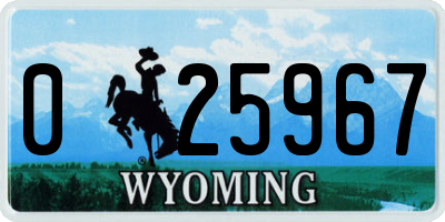 WY license plate 025967