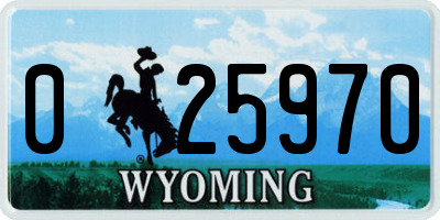 WY license plate 025970