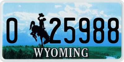 WY license plate 025988