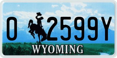 WY license plate 02599Y
