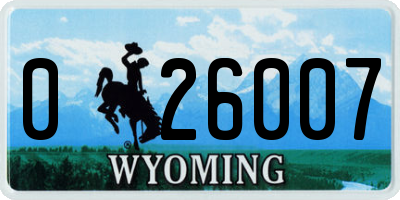 WY license plate 026007