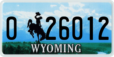 WY license plate 026012