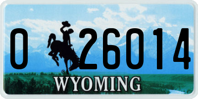 WY license plate 026014