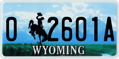 WY license plate 02601A