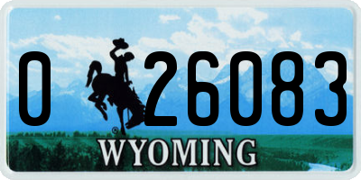 WY license plate 026083