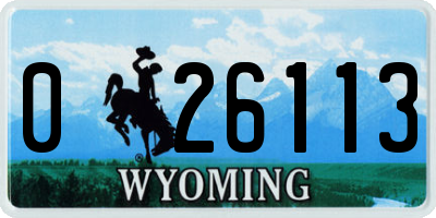 WY license plate 026113