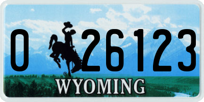 WY license plate 026123
