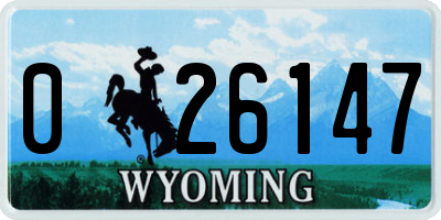 WY license plate 026147