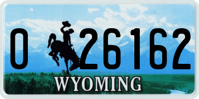 WY license plate 026162