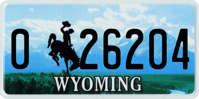 WY license plate 026204