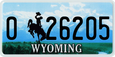 WY license plate 026205
