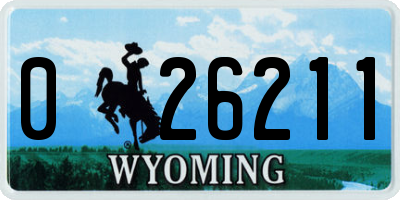 WY license plate 026211