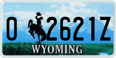 WY license plate 02621Z