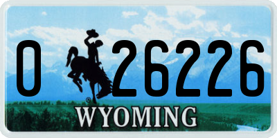 WY license plate 026226