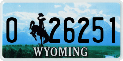 WY license plate 026251