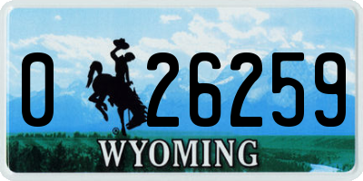 WY license plate 026259