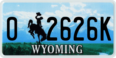 WY license plate 02626K