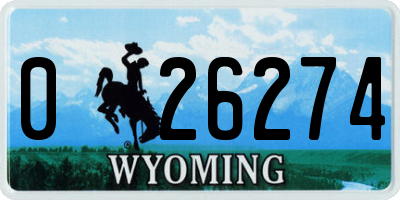 WY license plate 026274