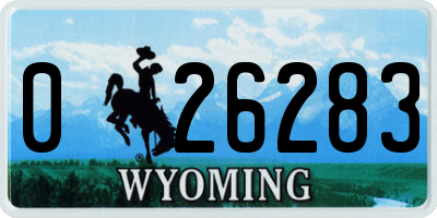 WY license plate 026283