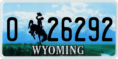 WY license plate 026292