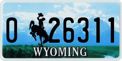 WY license plate 026311