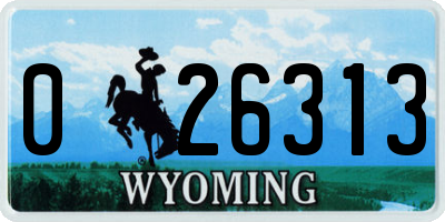 WY license plate 026313
