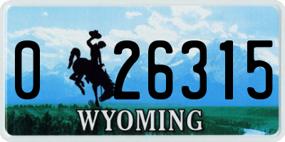 WY license plate 026315