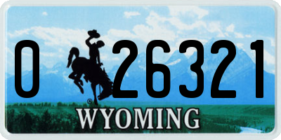 WY license plate 026321