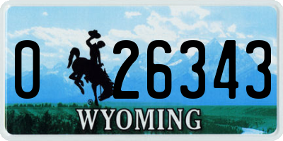 WY license plate 026343
