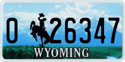 WY license plate 026347