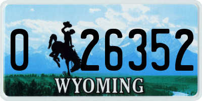 WY license plate 026352