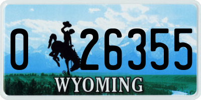 WY license plate 026355
