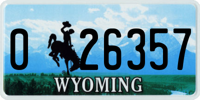 WY license plate 026357
