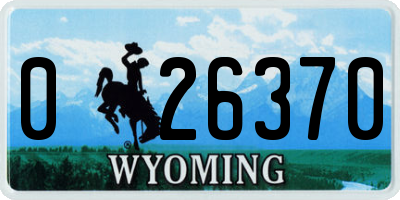 WY license plate 026370