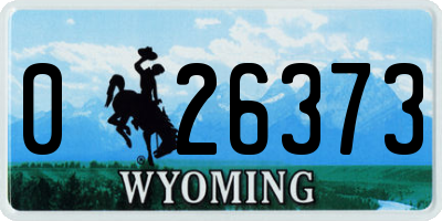 WY license plate 026373