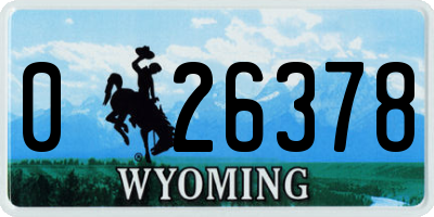 WY license plate 026378