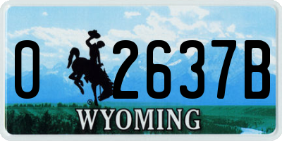 WY license plate 02637B