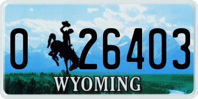 WY license plate 026403