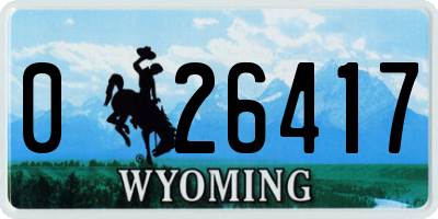 WY license plate 026417