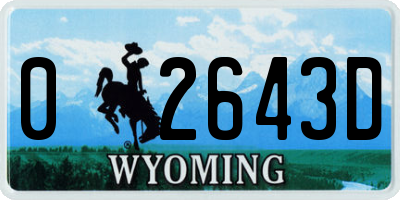 WY license plate 02643D