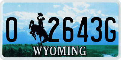 WY license plate 02643G