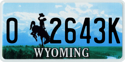 WY license plate 02643K
