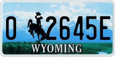 WY license plate 02645E