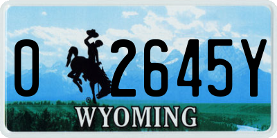 WY license plate 02645Y