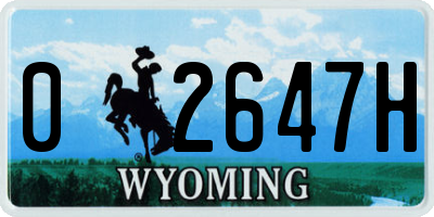 WY license plate 02647H