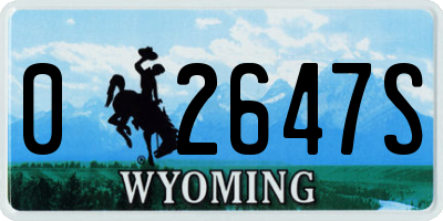 WY license plate 02647S